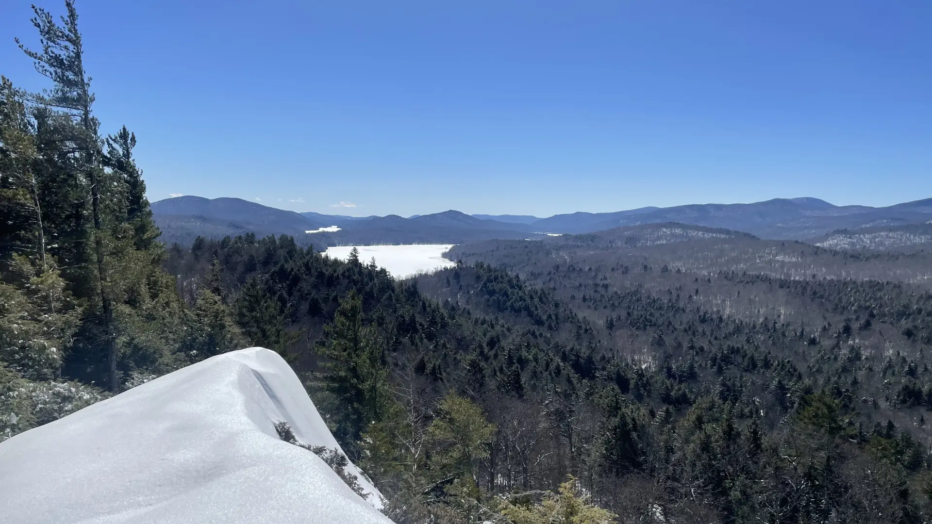 The view of Indian Lake from Watch Hill in the winter