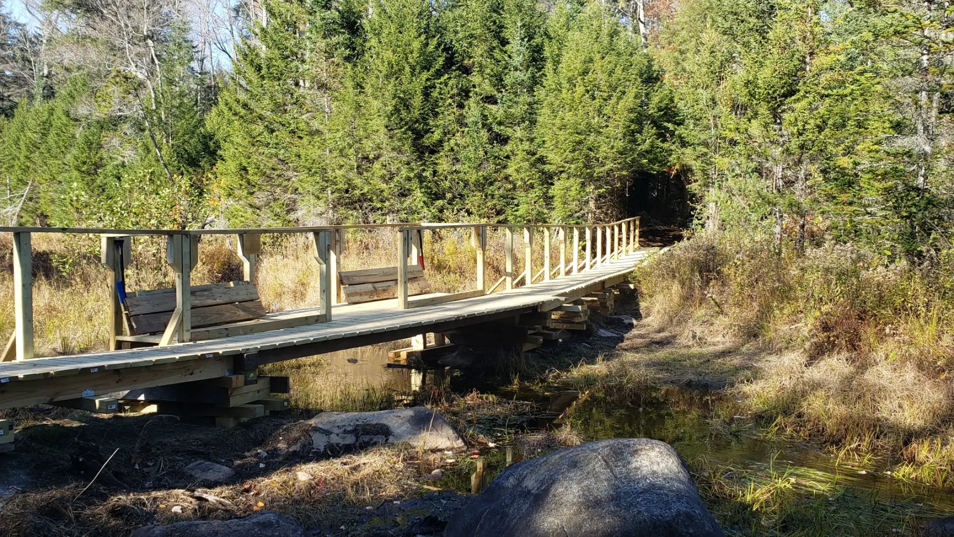 A long wooden bridge
