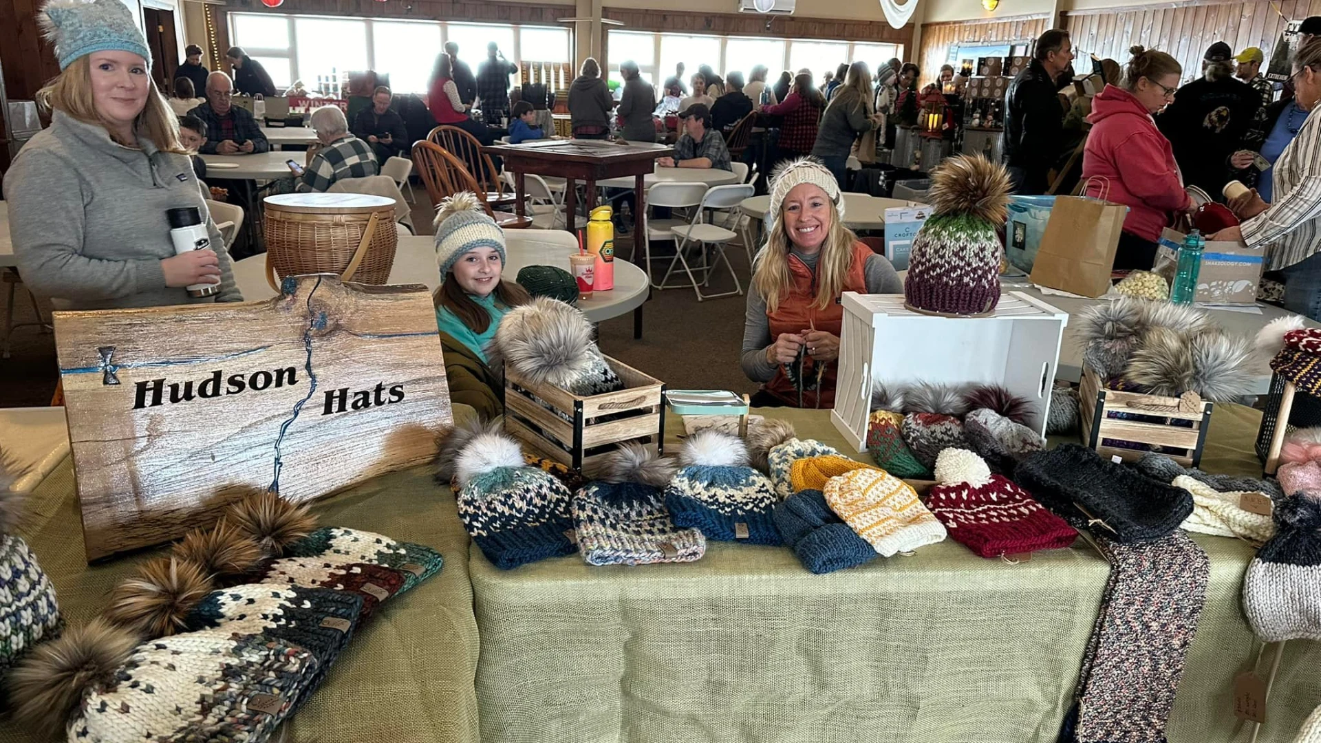 Vendor selling winter hats