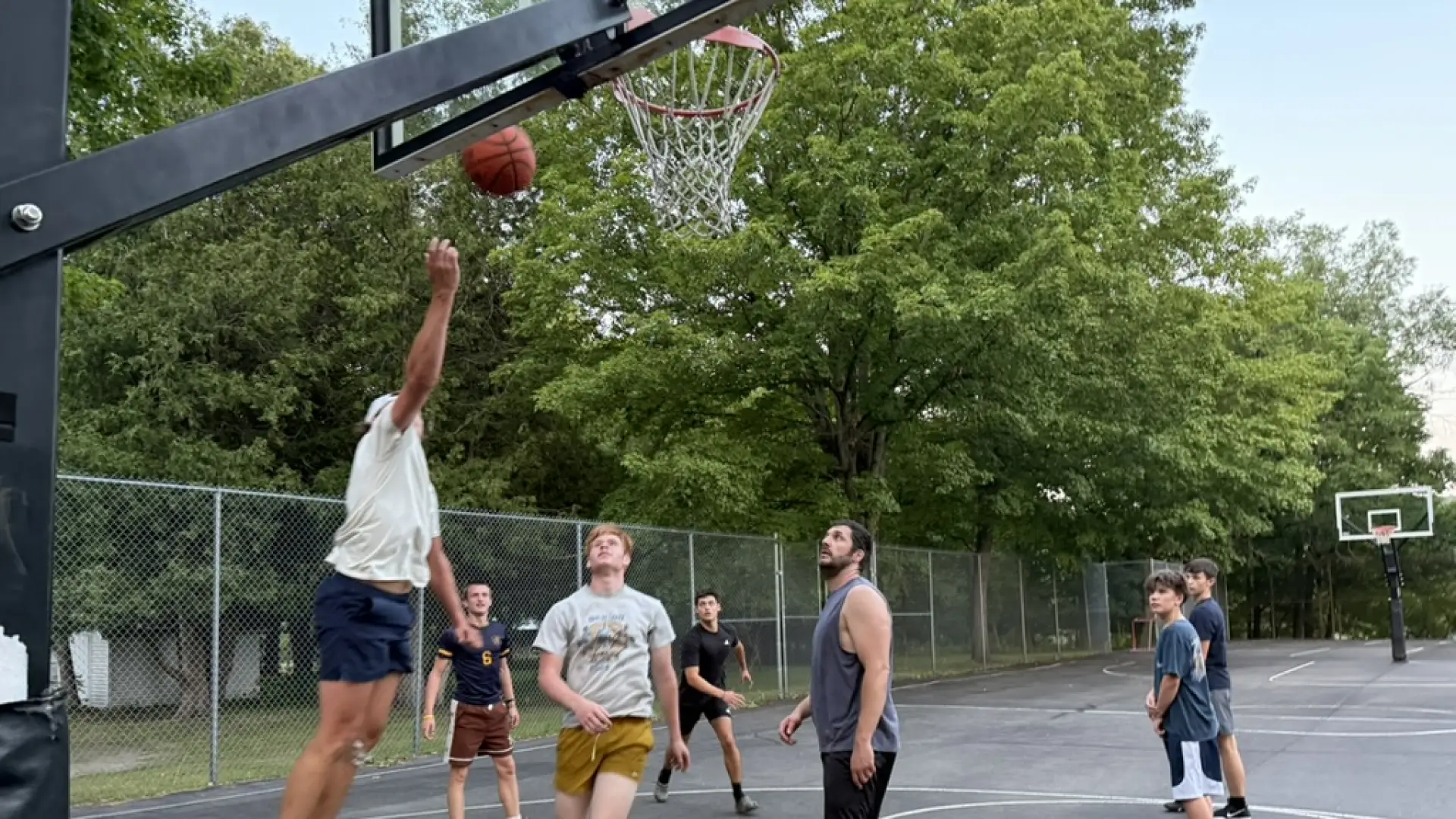 playing basketball