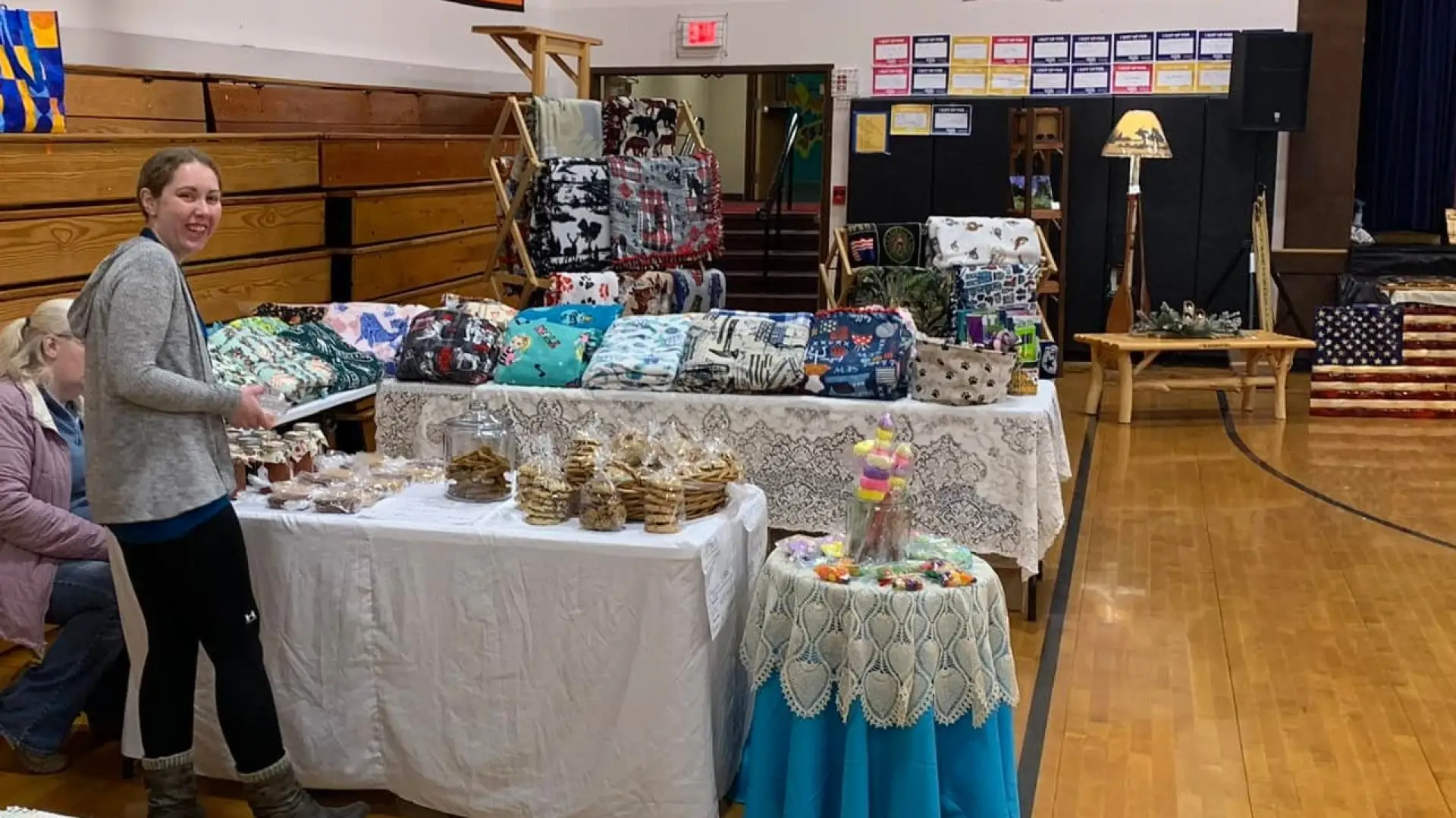 Venders setting up their wares 