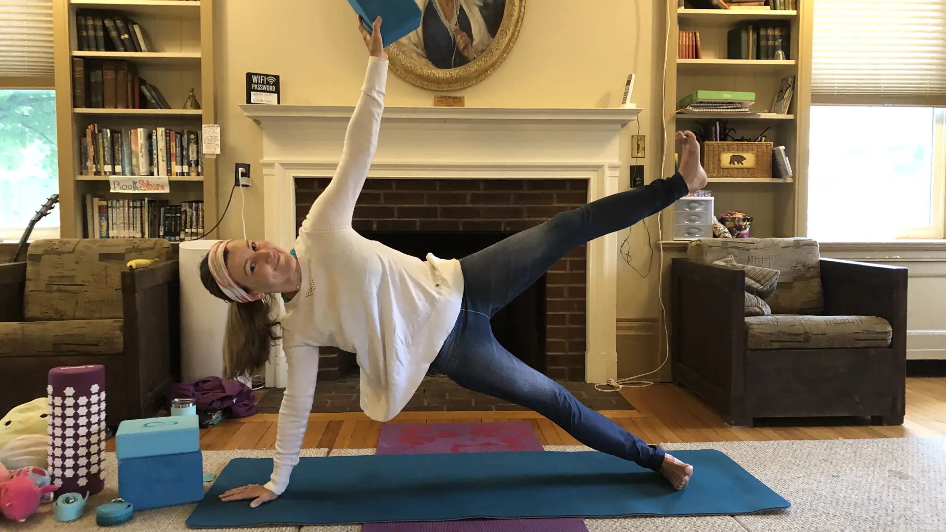 Jen in a yoga pose
