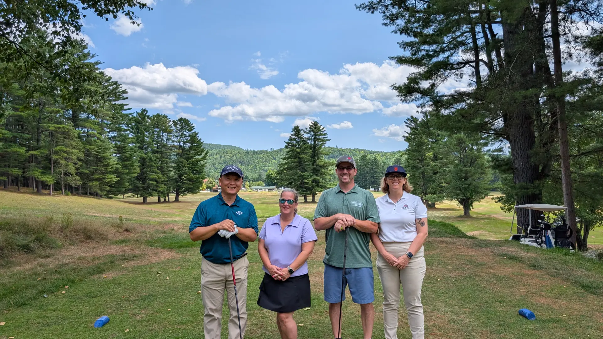 group playing golf