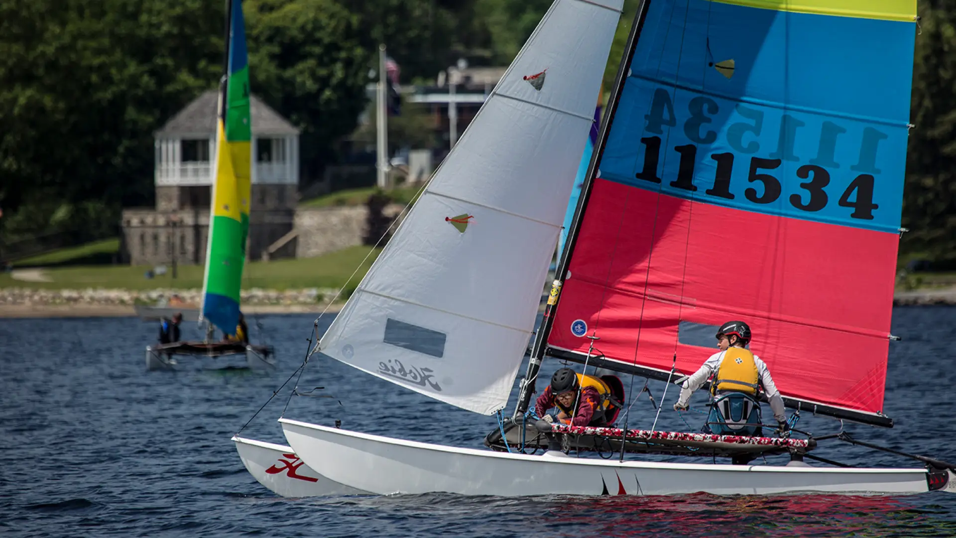 A sailboat on the lake.