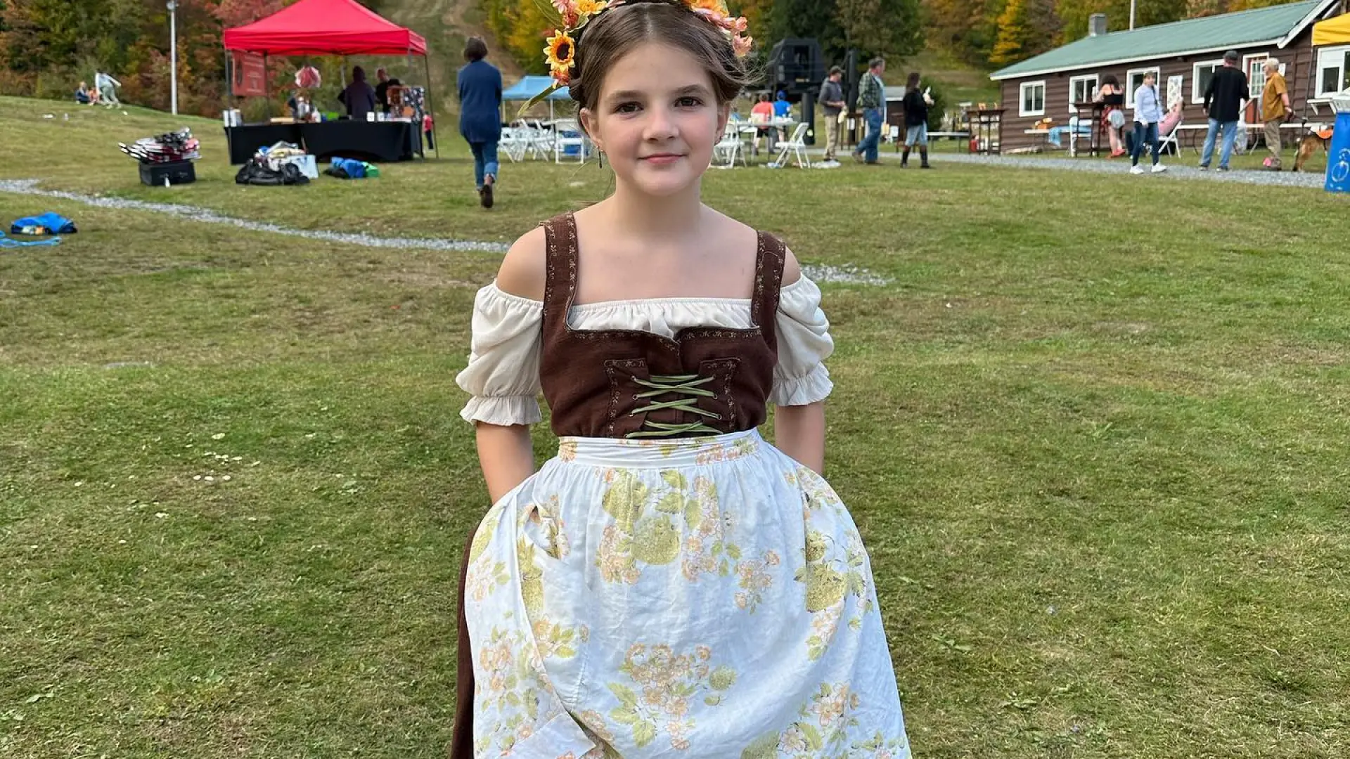 A girl dressed in German costume for Oaktoberfest