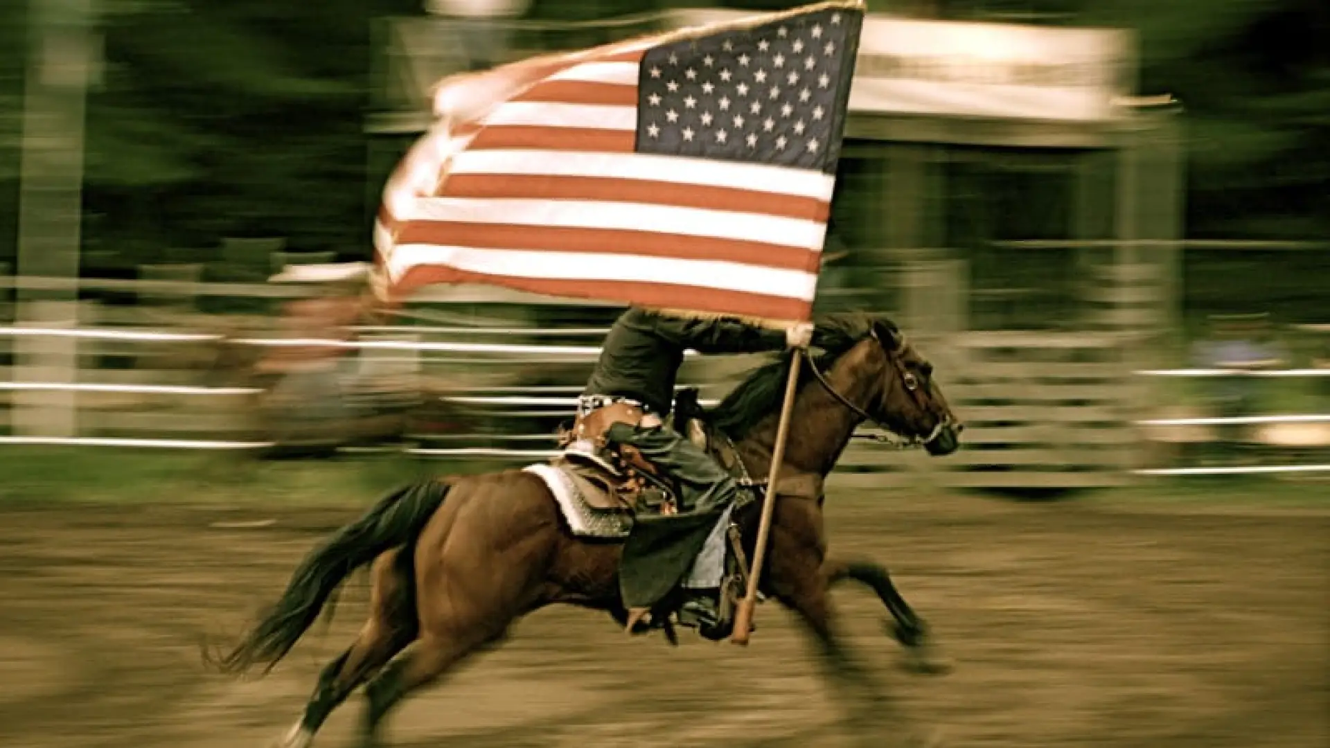 American flag on horseback