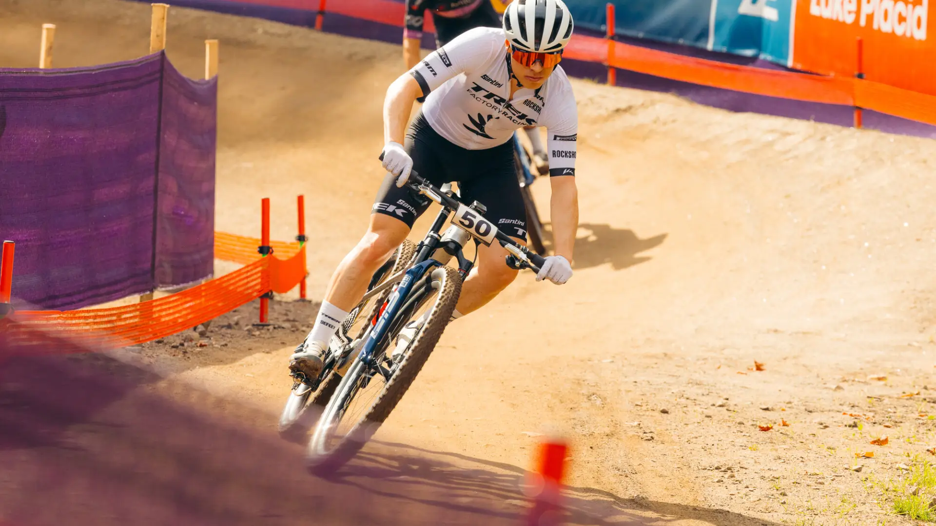 A competitor navigating some turns on the course. 