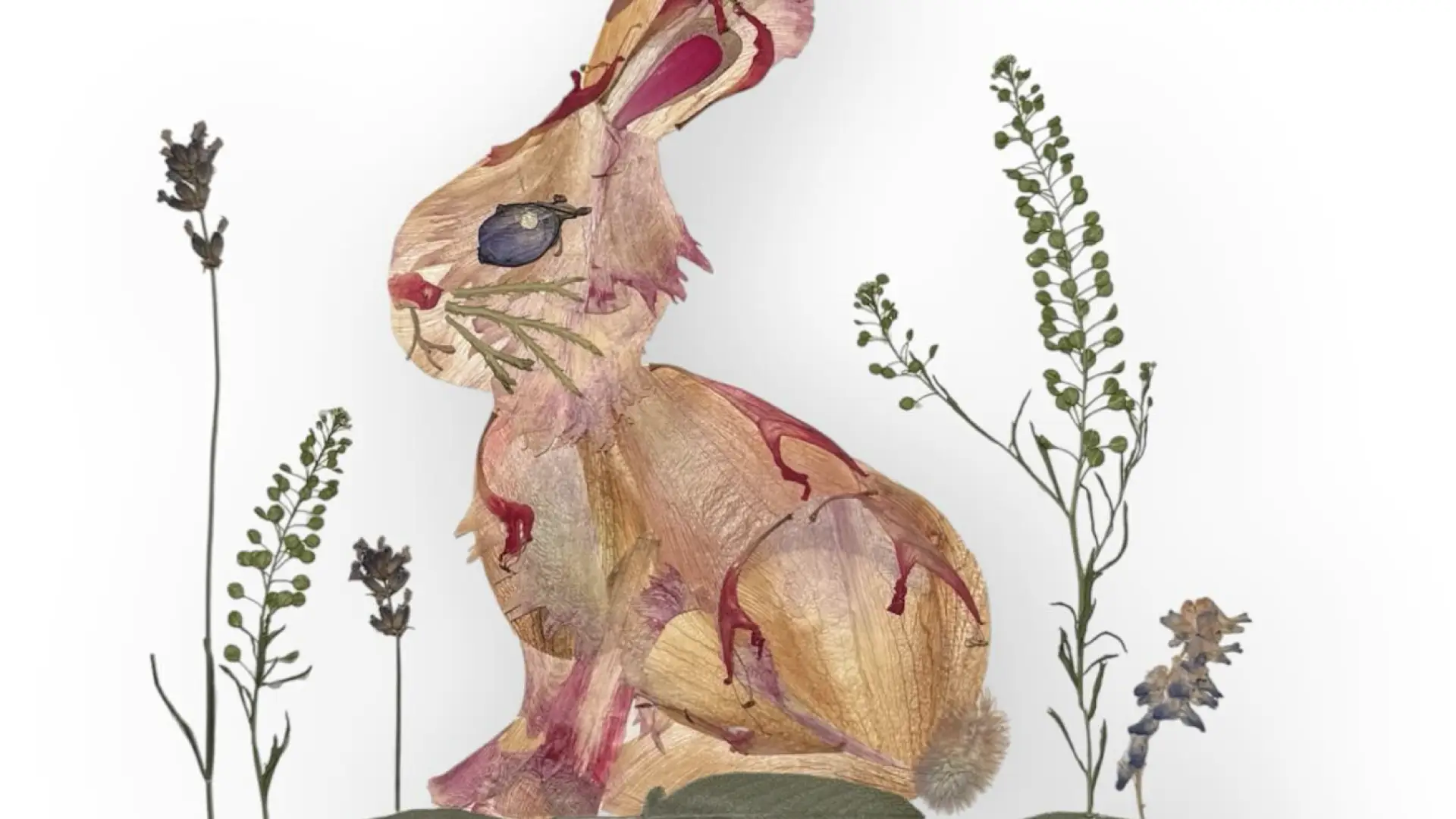 rabbit made out of pressed flowers