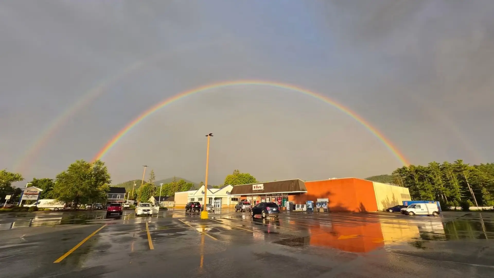 double rainbow over tops market in elizabethtown