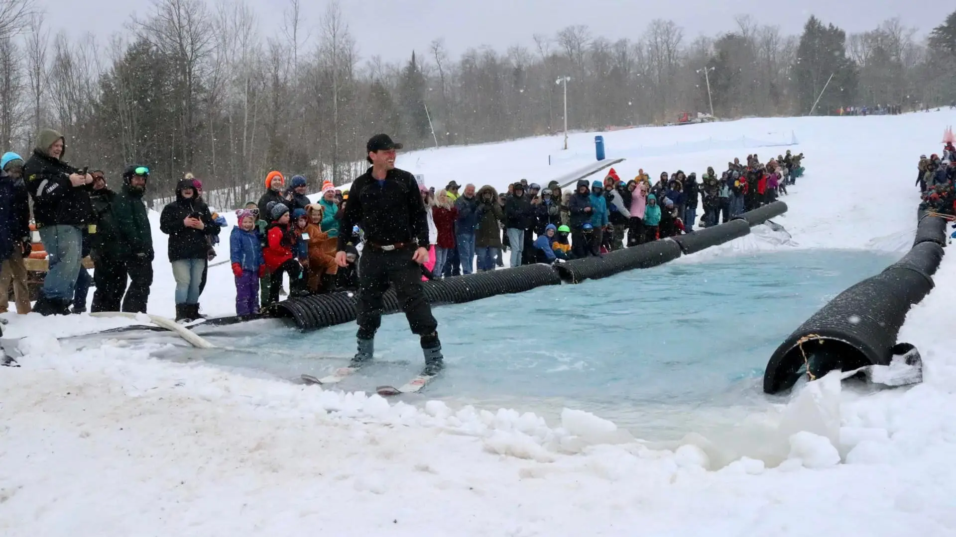 a man who made it across the pool still standing