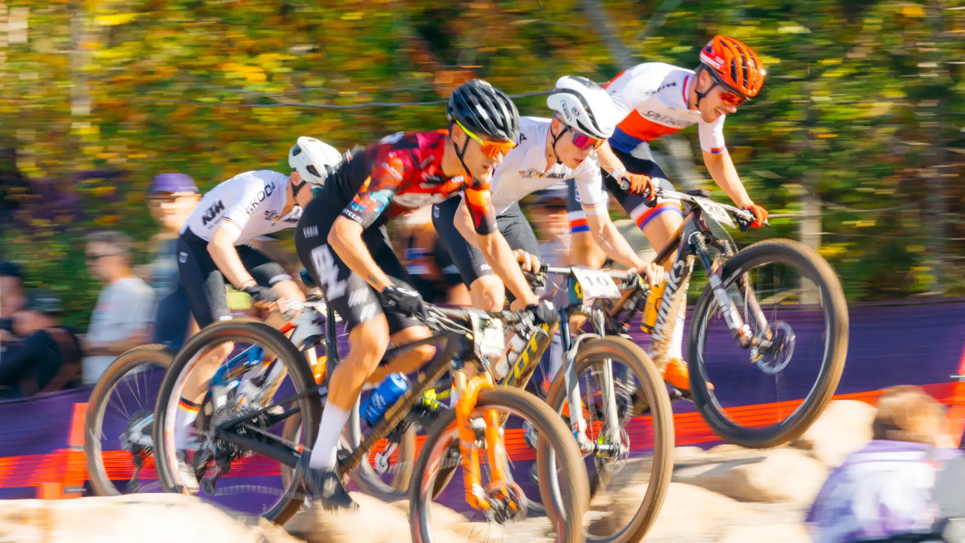 Competitors navigating the rock garden portion of the course.