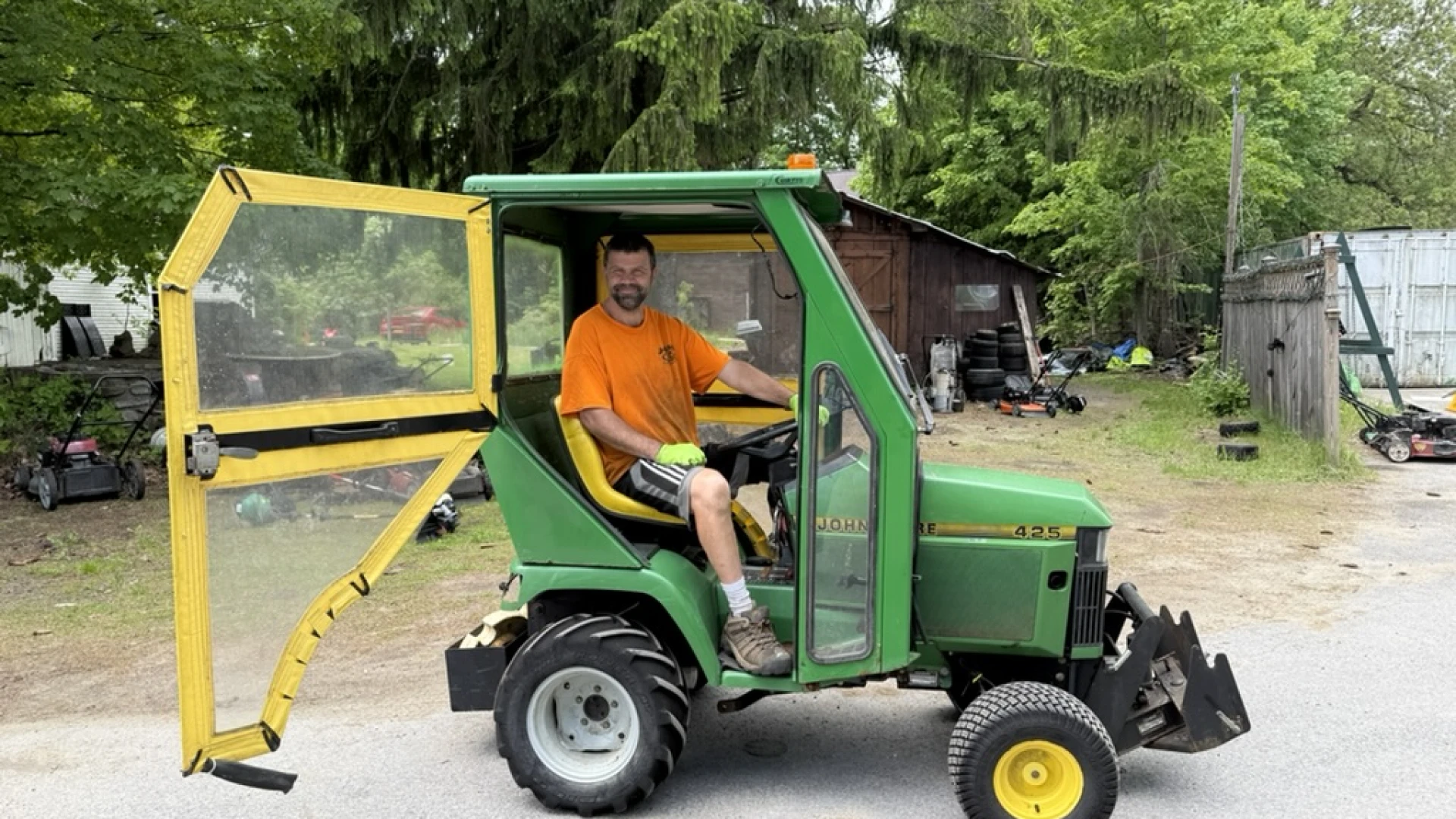 Justin on tractor