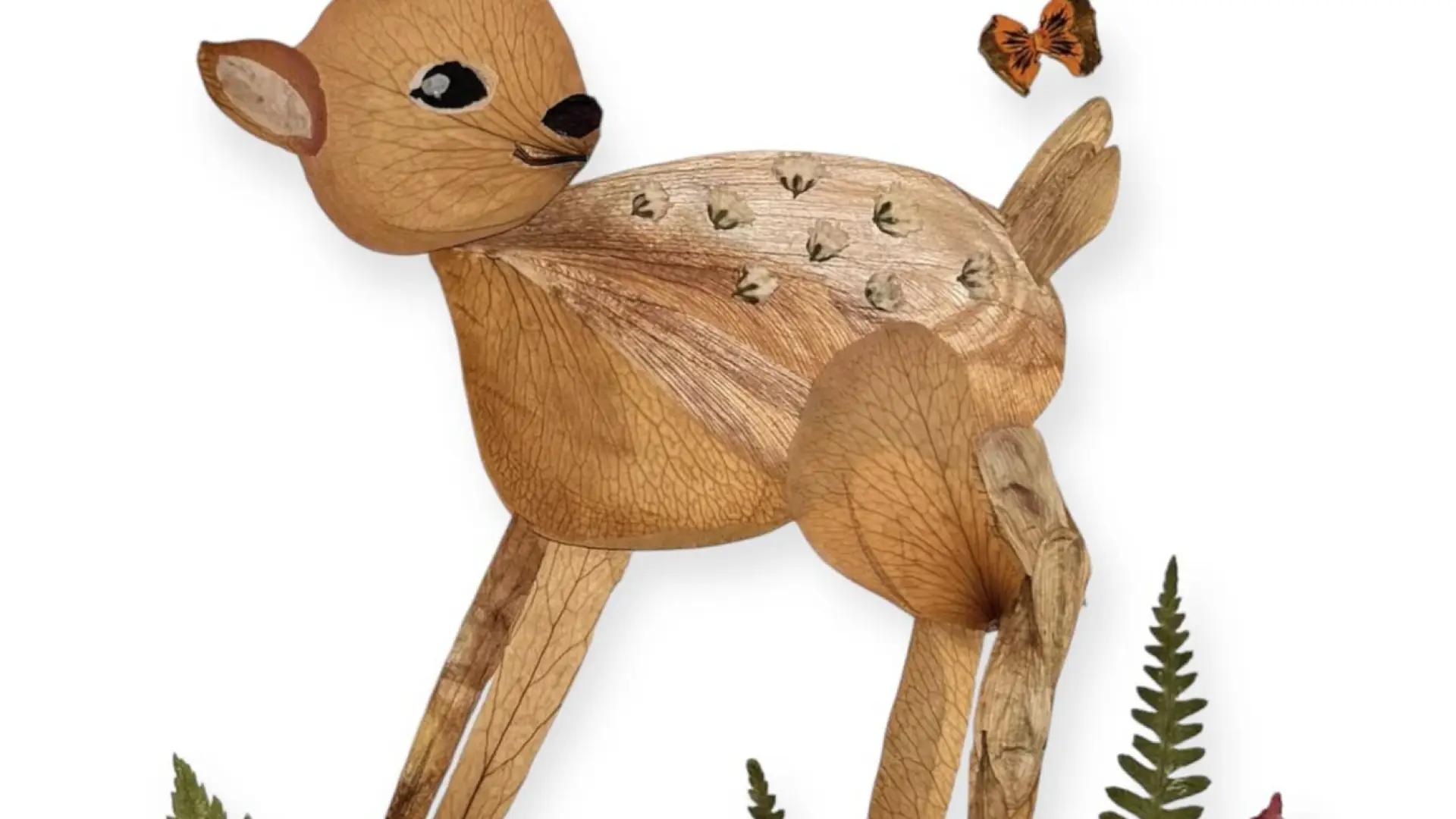 deer made out of pressed flowers
