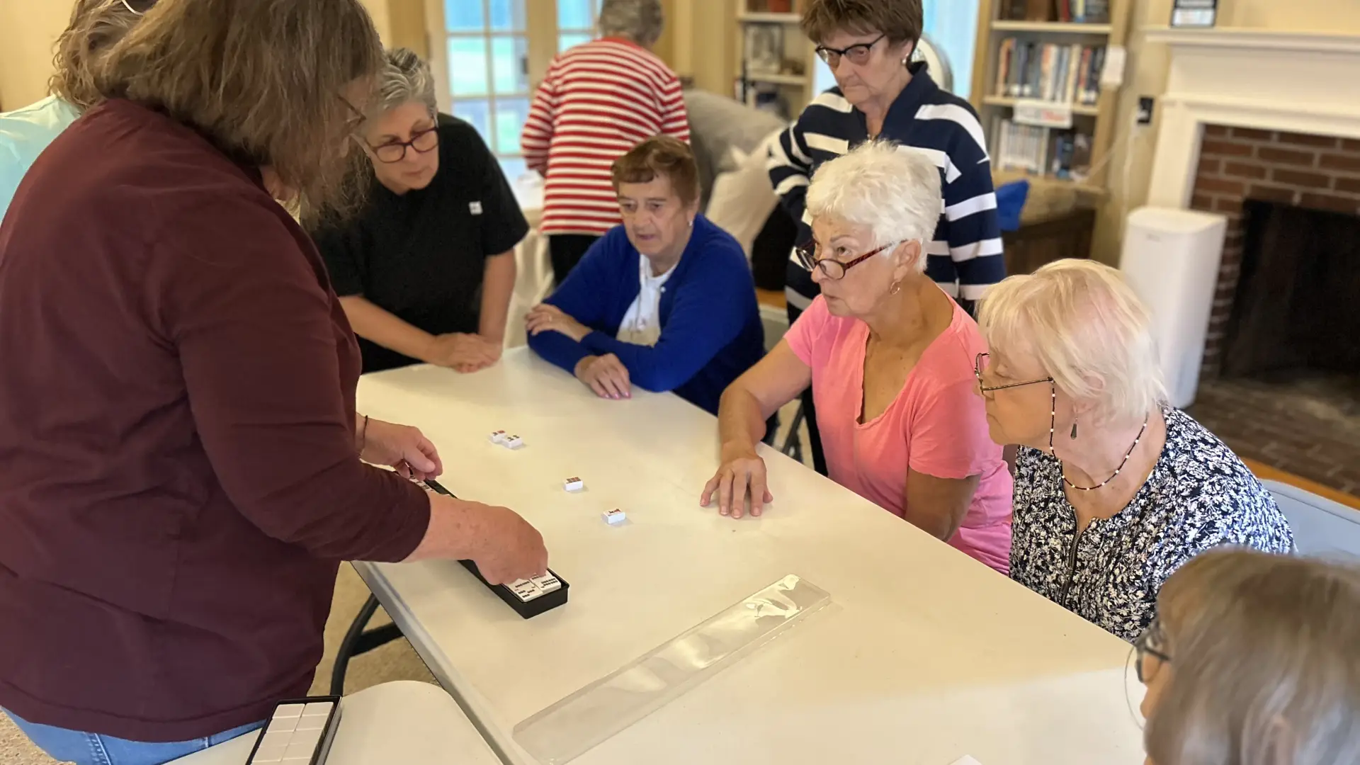 ladies playing mahjong at senior circle