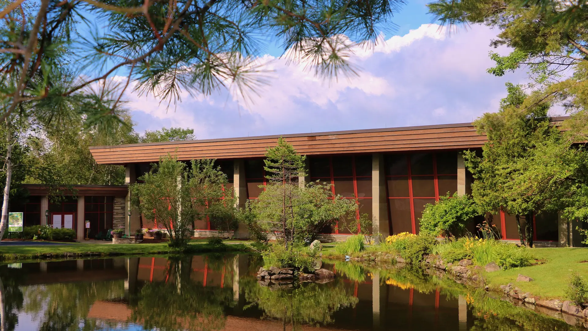 Pond and trees outside the museum