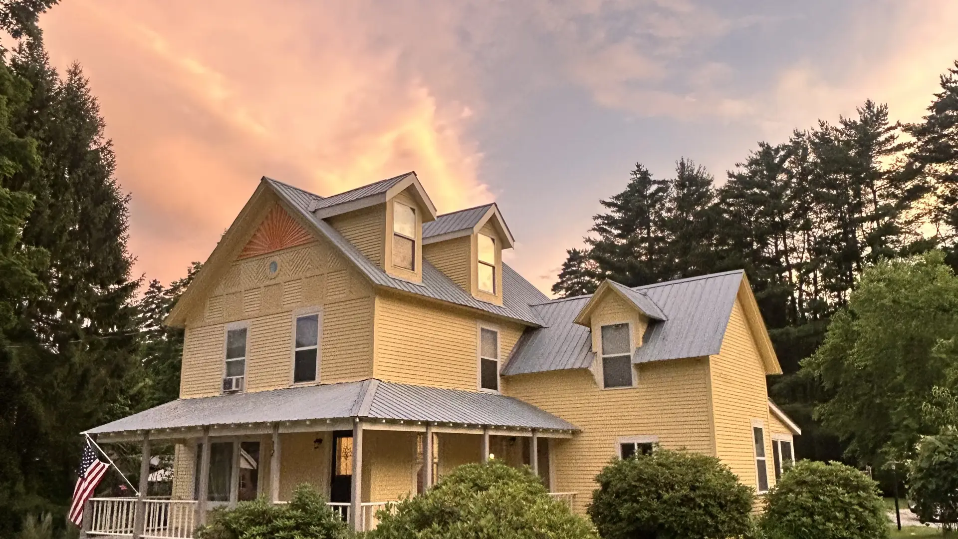 Namaste Inn with a fresh coat of paint at golden hour