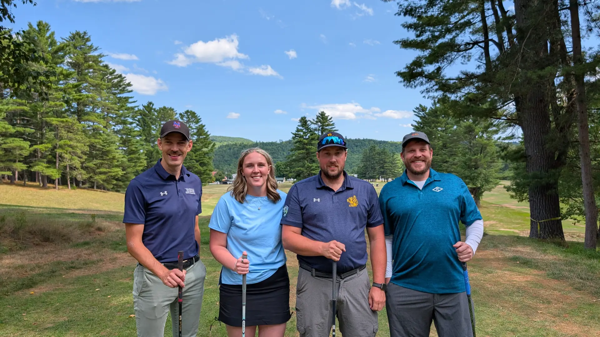 group playing golf