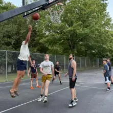 playing basketball
