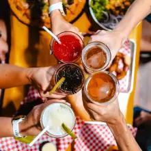 social with friends and drinks