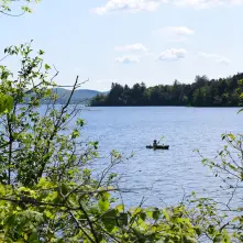 Spacious wooded sites and a concrete boat launch.