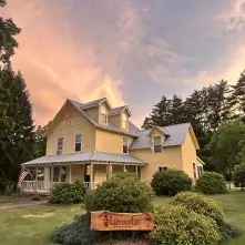 Namaste Inn with a fresh coat of paint at golden hour