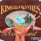 An ice cream cone and a ribbon in front of the entry sign to celebrate their grand opening!