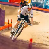 A competitor navigating some turns on the course. 