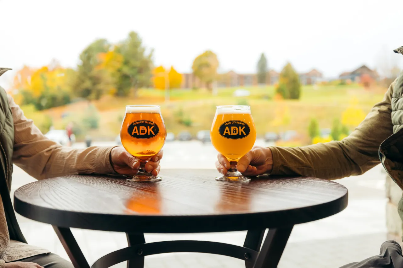 Getting beers at a brewery.