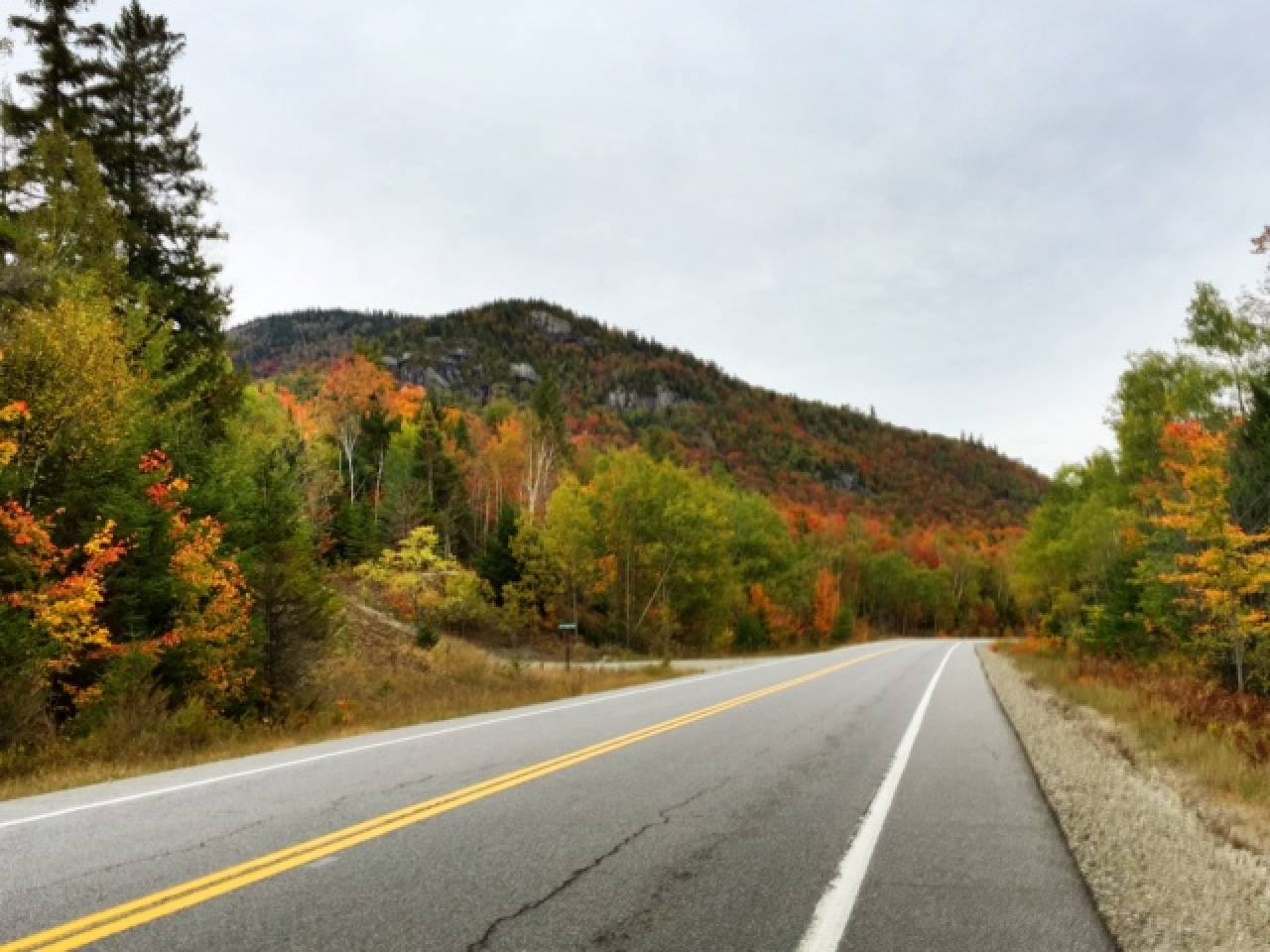 A fall road in the Adirondack Hub.