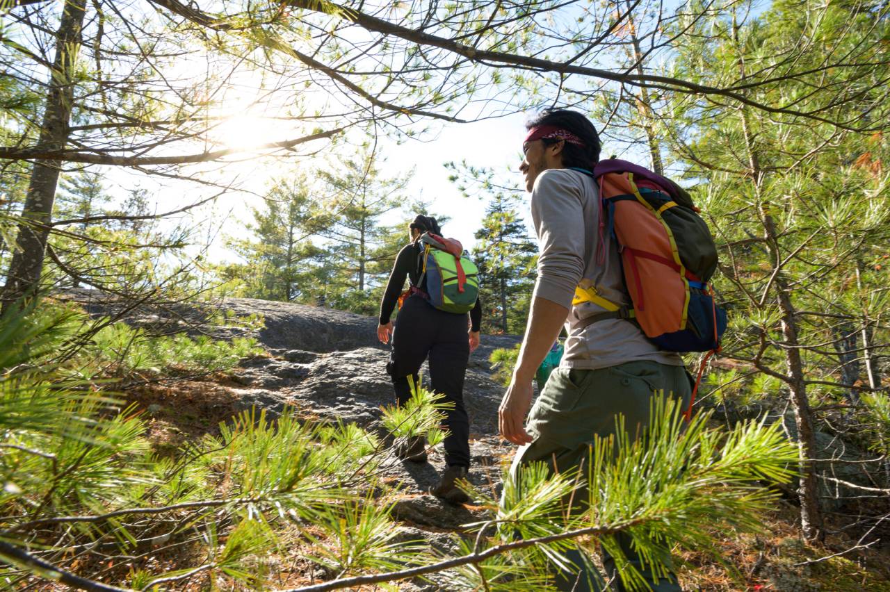 A couple hiking Pharaoh Mountain.