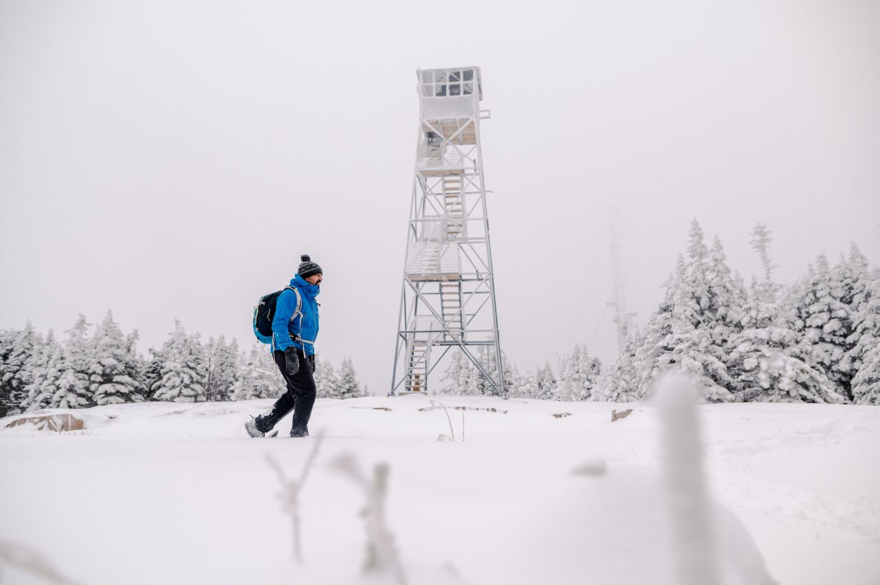Blue Mountain fire tower hike in the winter.