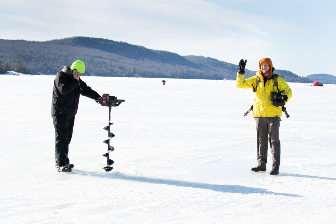 Ice fishing with guides.