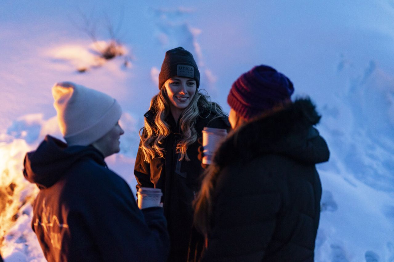 A group of people at a winter event.
