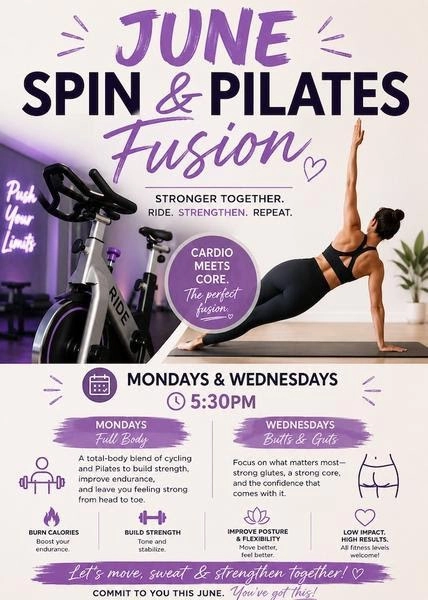 June Spin & Pilates Fusion Flyer