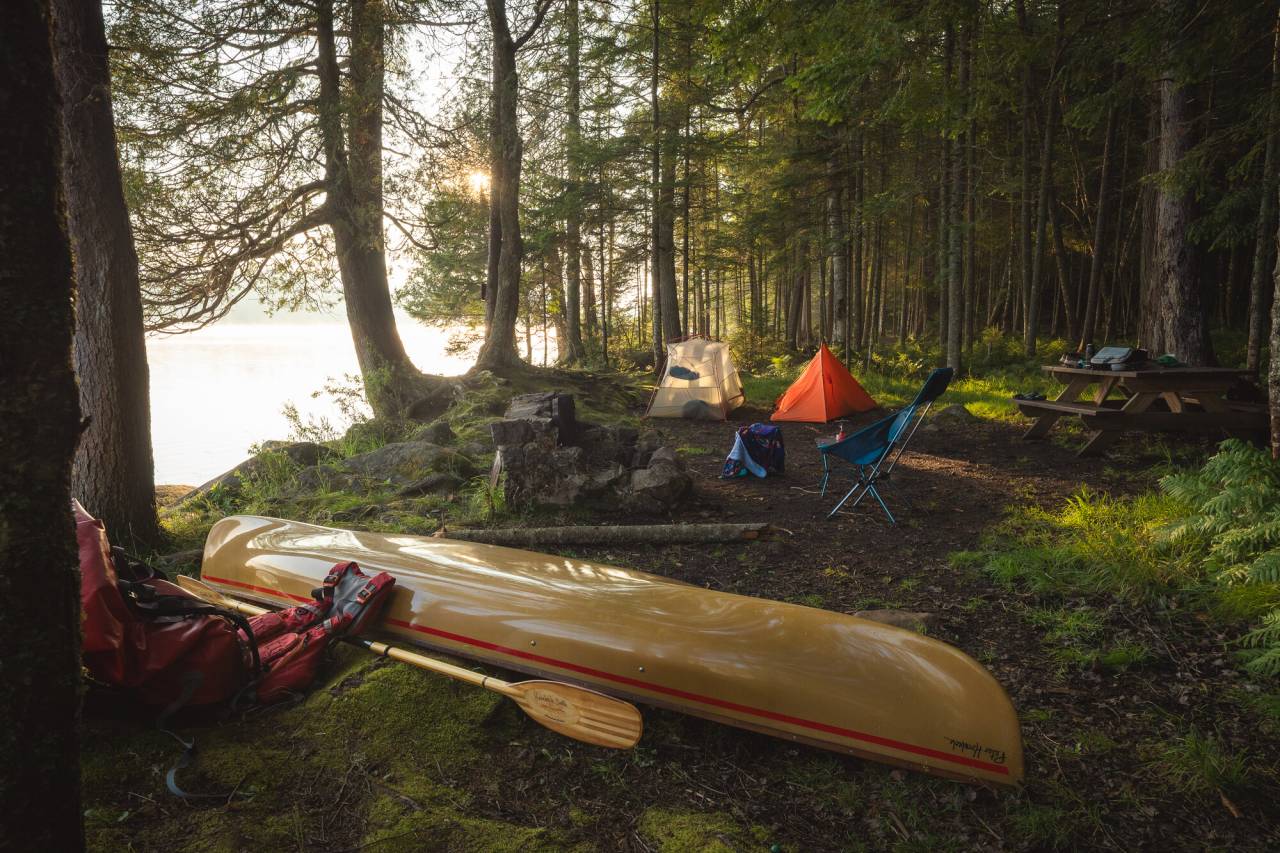 A canoe camping setup in the Adirondacks.