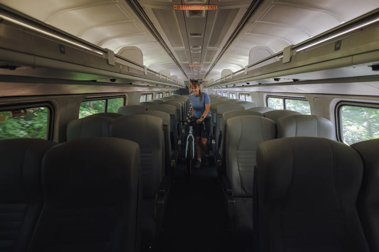 Riding the Amtrak with a bike.