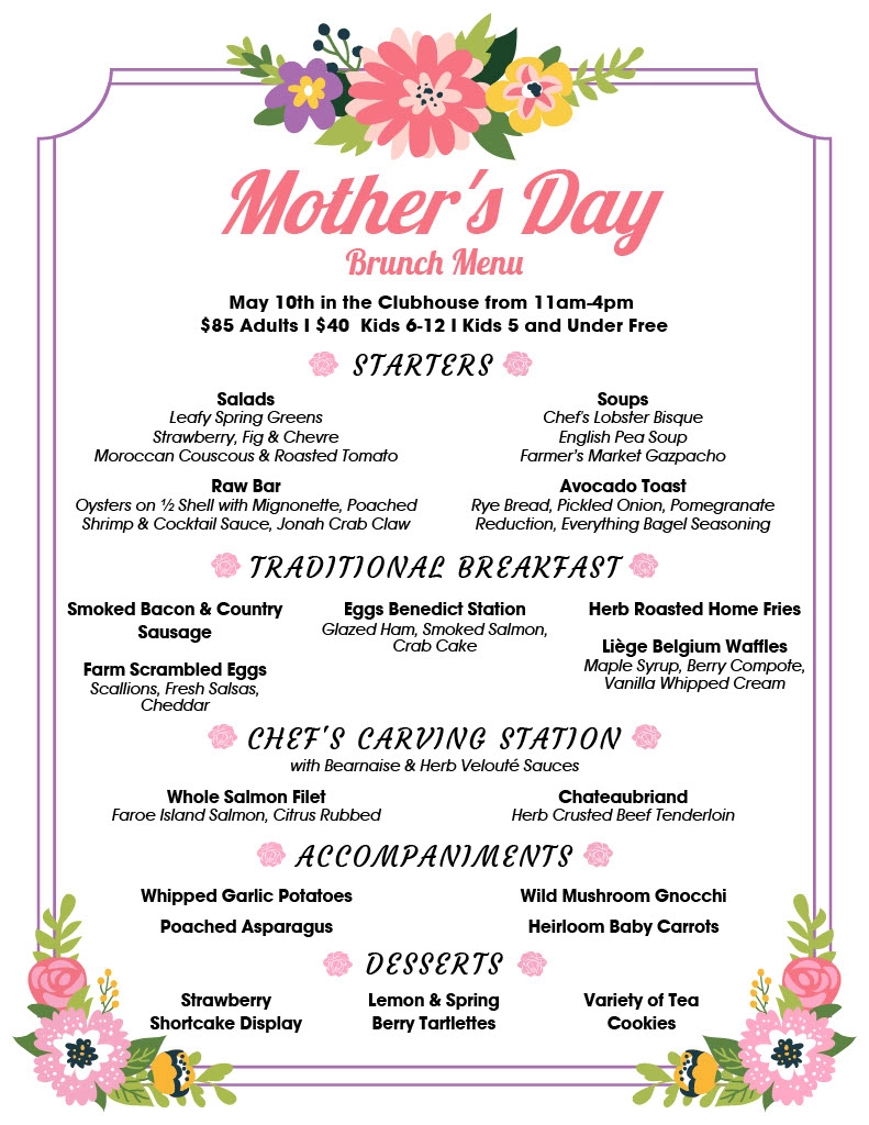 Whiteface Lodge Mother's Day Brunch Menu
