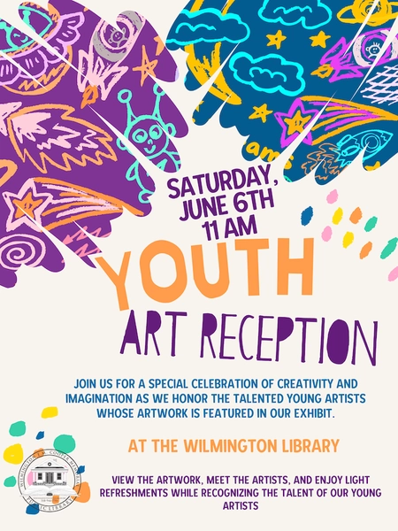 Flyer for Youth Art Reception in Wilmington, NY.