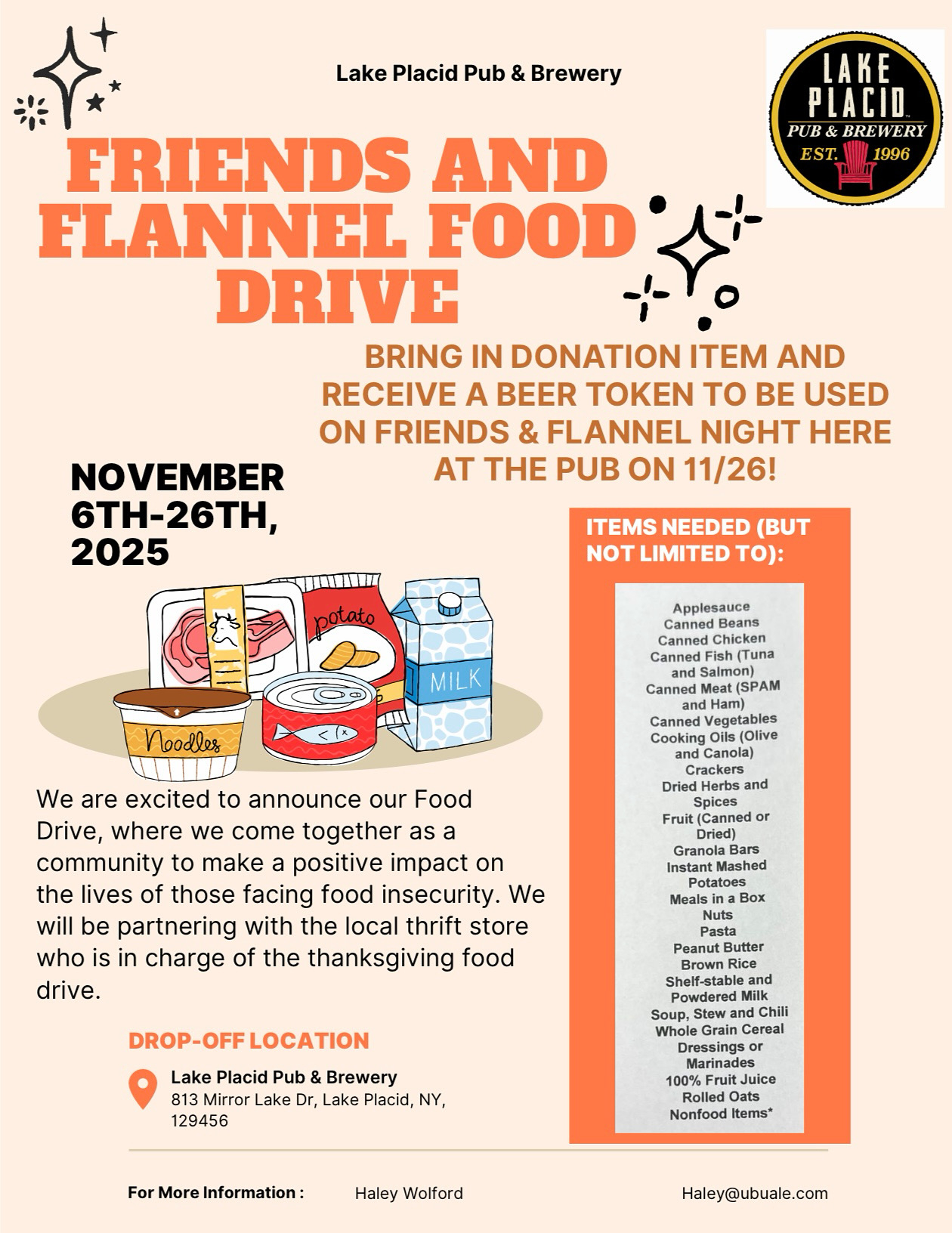Friends and flannel food drive poster