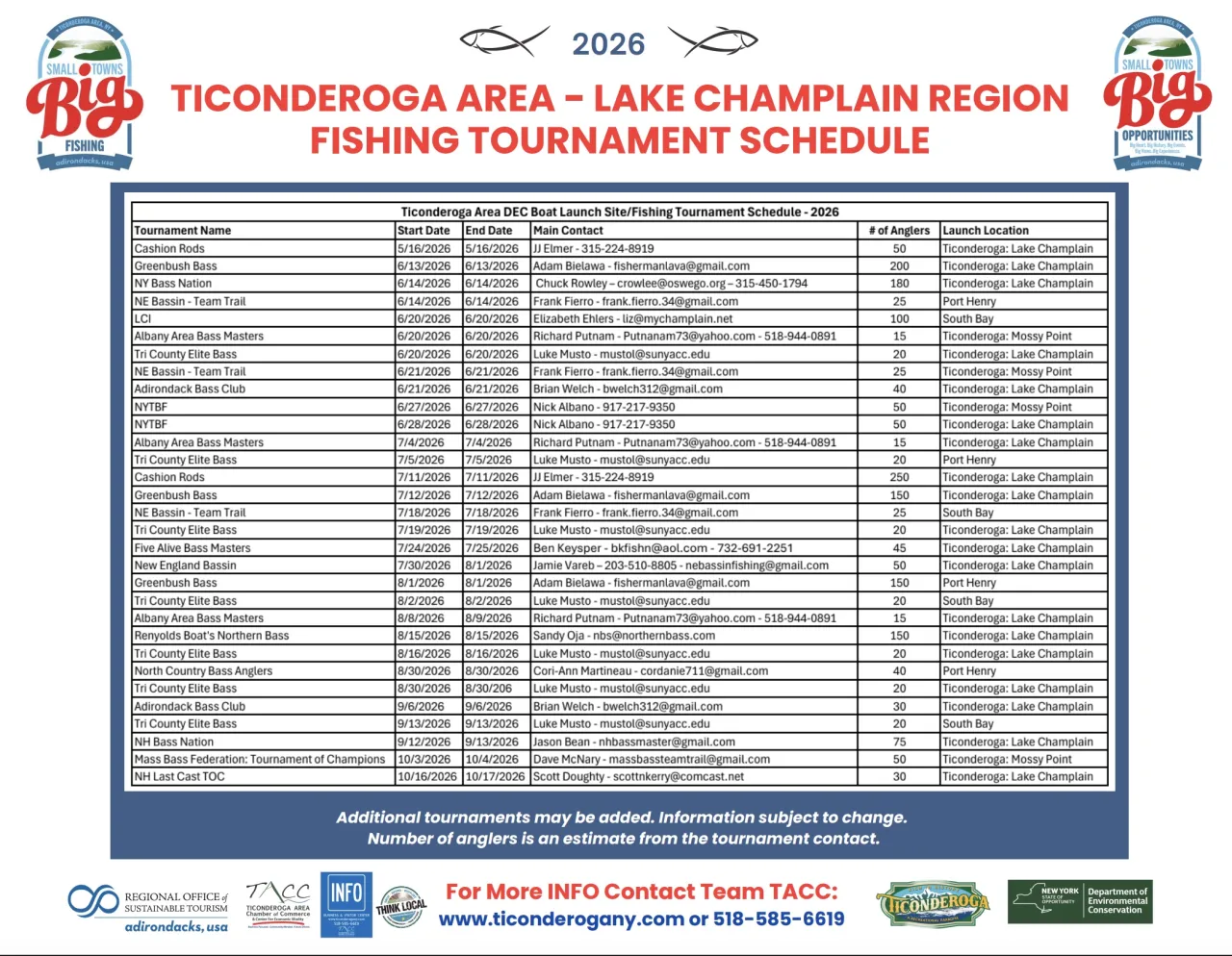 fishing tournament schedule