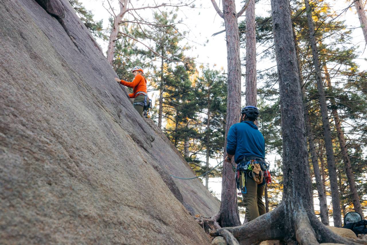 Climbing slabs at the notch