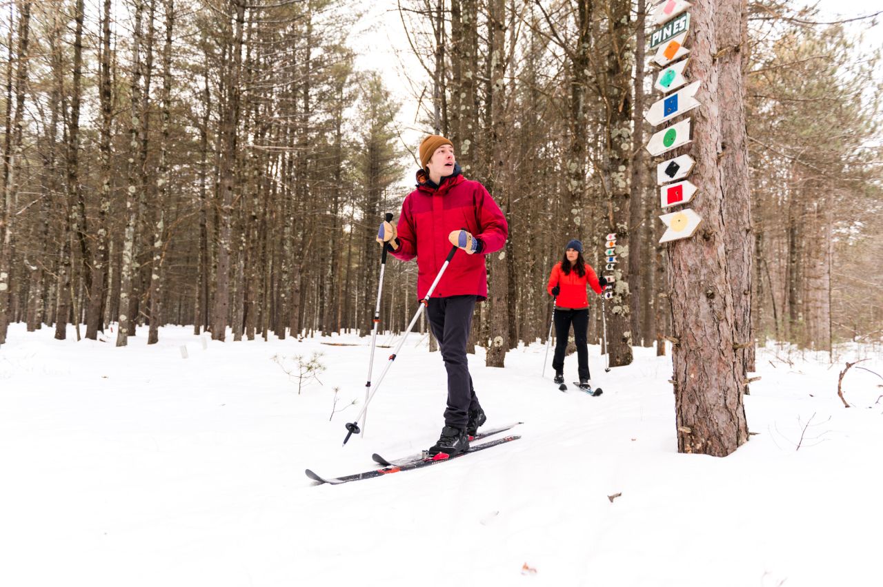 Cross-country skiing at Ausable Chasm.