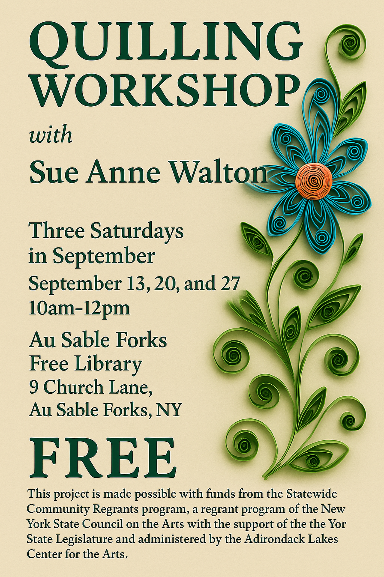Quilling workshop poster
