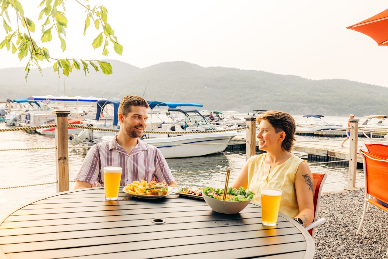 Dining at a Lake Champlain Region marina.