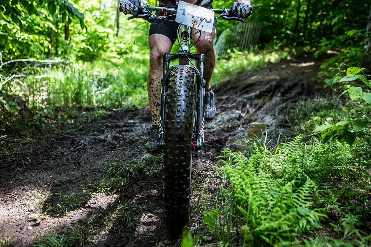 A mountain biker on the Black Fly Challenge.