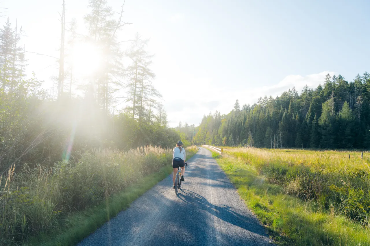 Biking on the Adirondack Rail Trail.
