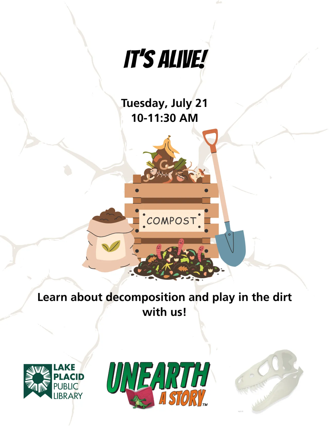 Flyer for It's Alive program at Lake Placid Public Library
