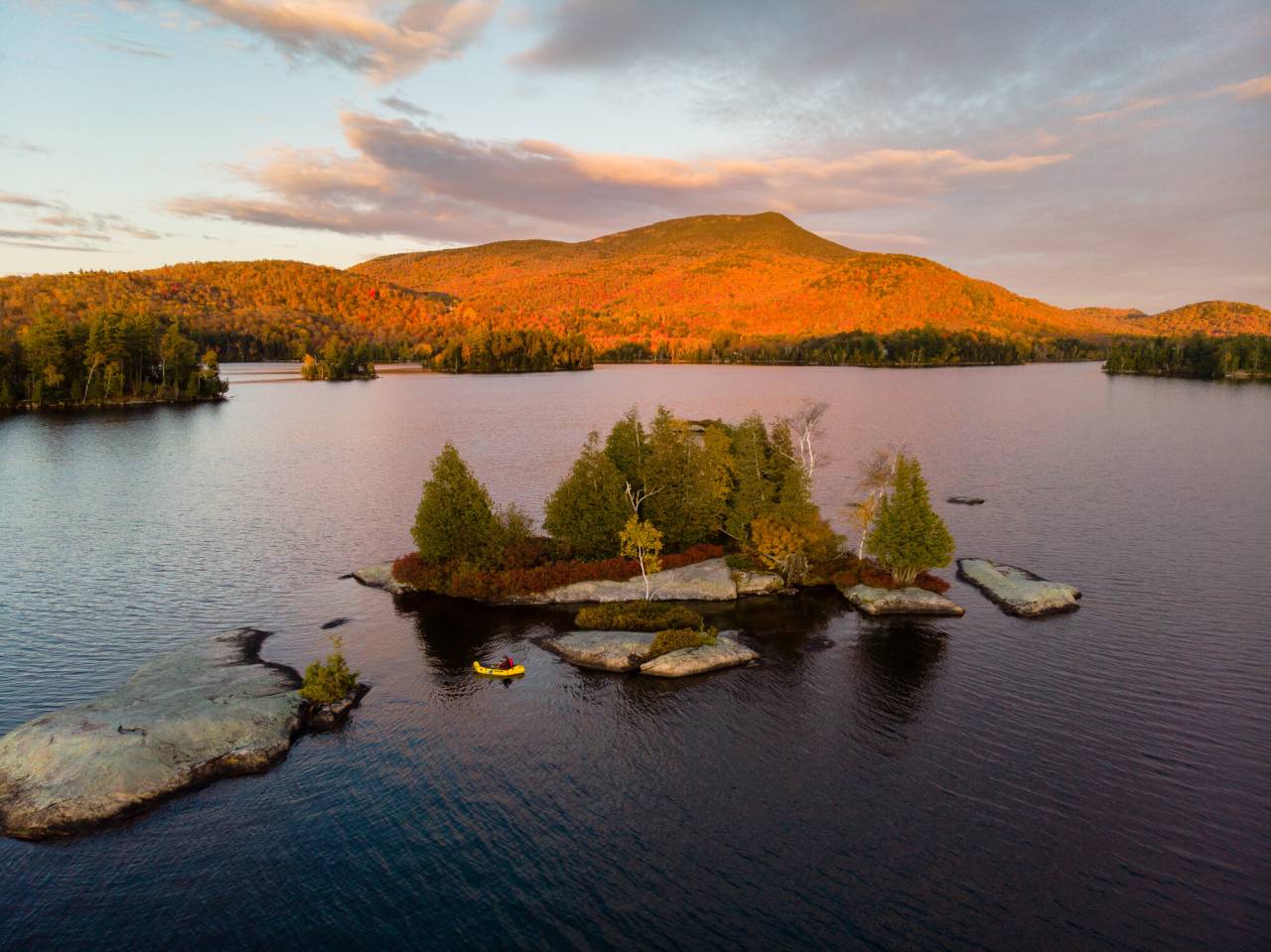 Blue Mountain Lake in the fall.