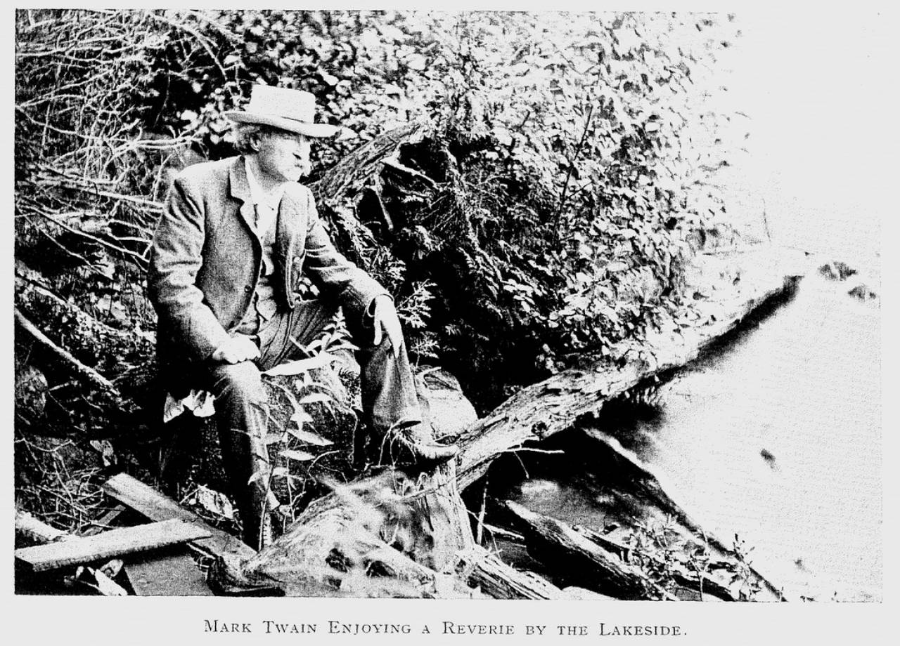 A historic photo of Mark Twain in Saranac Lake.