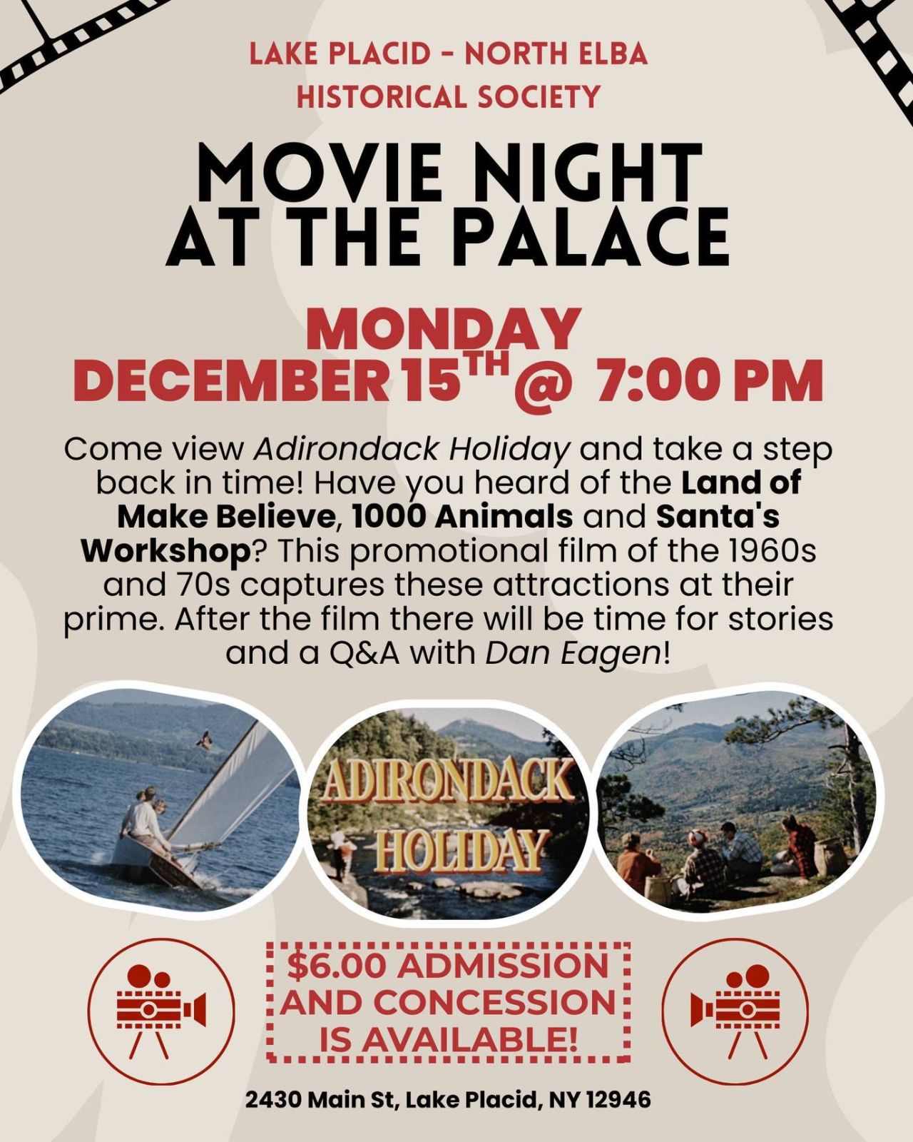 Historical society Movie Night at the Palace poster